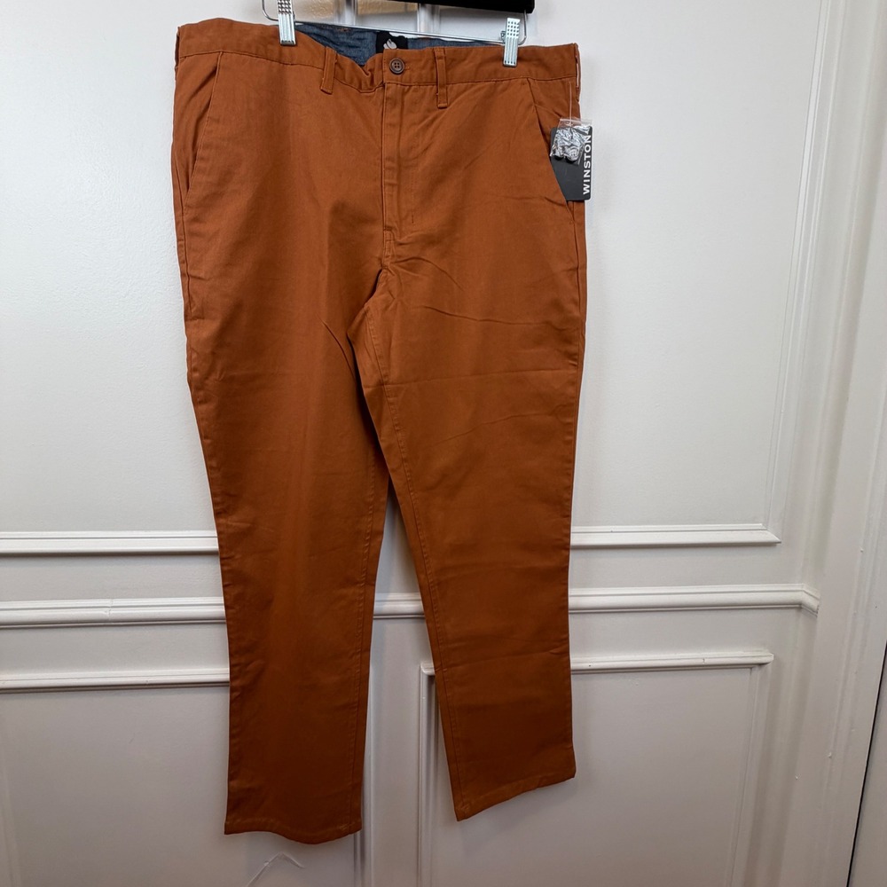 Winston‎ Mens Stretch Chino Pants Rust Orange 40x34 1PC3033X New